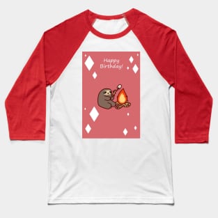 "Happy Birthday" Campfire Sloth Baseball T-Shirt